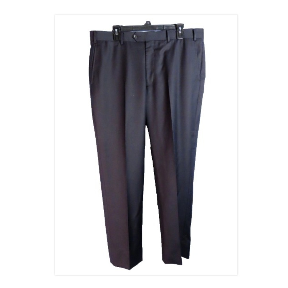 PAUL BETENLY Navy Blue Florence Trousers WOOL DRESS PANTS Flat Front 38x29.5"